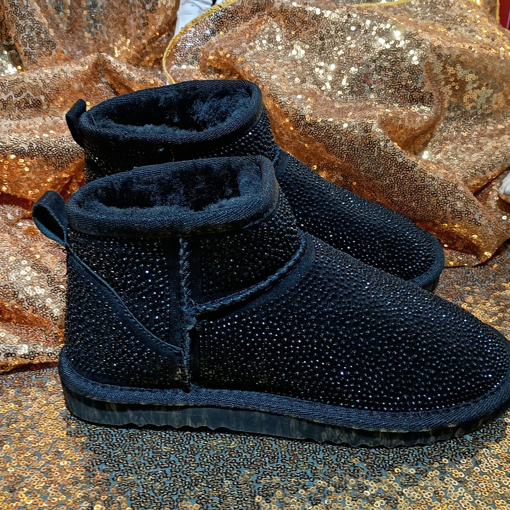 INC International Concepts Black Sparkle Ankle Booties